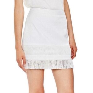 NEW SASS & BIDE IVORY FRINGE MINI SKIRT